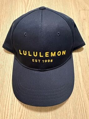 lululemon navy cap with white logo tag
